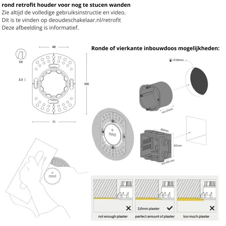 ROND 2.0 stopcontact wit - randaarding - aluminium